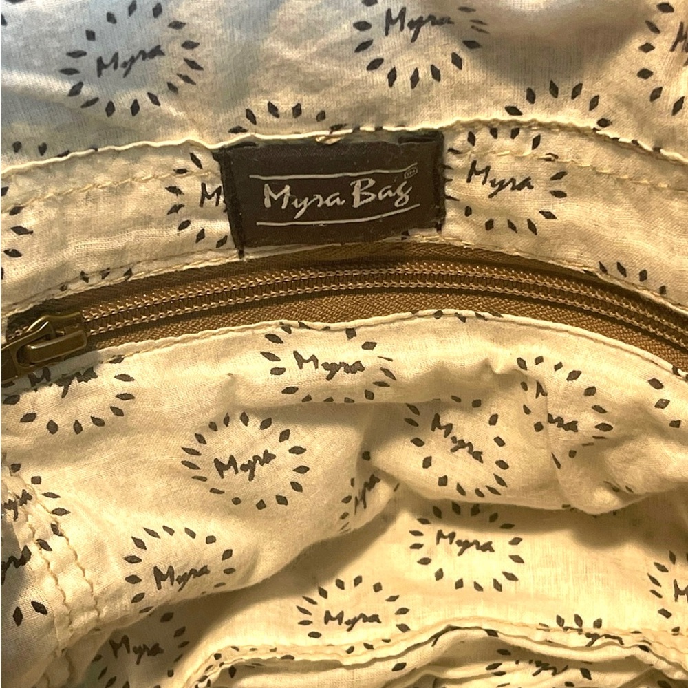 Myra Bag Crossbody Messenger Distressed Leather & Canvas Shoulder Handbag Purse - Picture 8 of 15